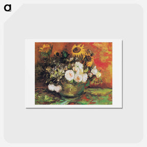 アートポストカード-Bowl With Sunflowers Roses And Other Flowers - フィンセント ファン ゴッホ Postcard.
