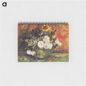 アートメモ帳-Bowl With Sunflowers Roses And Other Flowers - フィンセント ファン ゴッホ Memo.