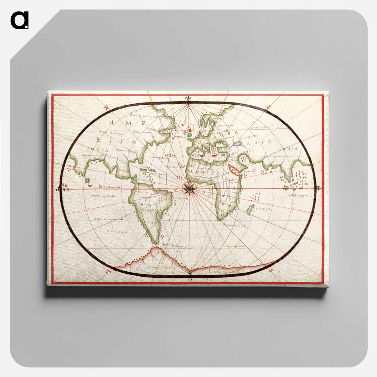 Portolan atlas of the Mediterranean Sea, western Europe, and the northwest coast of Africa - アンティーク地図 Canvas.