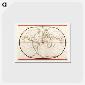 アートポストカード-Portolan atlas of the Mediterranean Sea, western Europe, and the northwest coast of Africa - アンティーク地図 Postcard.