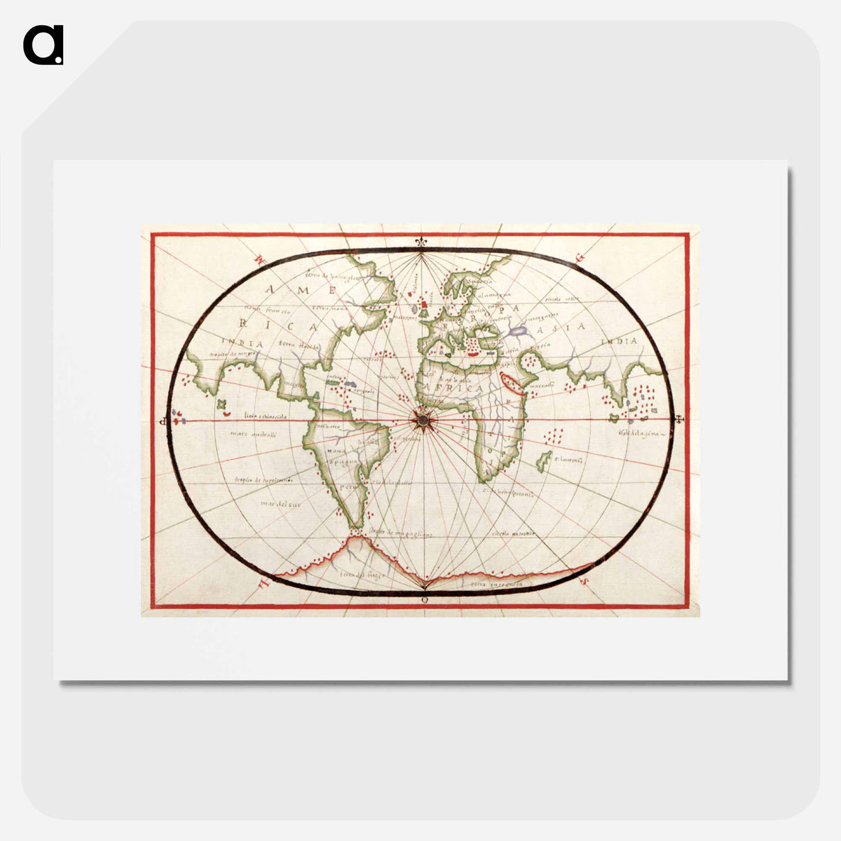 Portolan atlas of the Mediterranean Sea, western Europe, and the northwest coast of Africa - アンティーク地図 Poster.