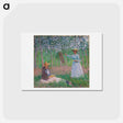 アートポストカード-In the Woods at Giverny: Blanche Hoschedé at Her Easel with Suzanne Hoschedé Reading - クロード モネ Postcard.
