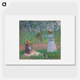 アートポスター-In the Woods at Giverny: Blanche Hoschedé at Her Easel with Suzanne Hoschedé Reading - クロード モネ Poster.