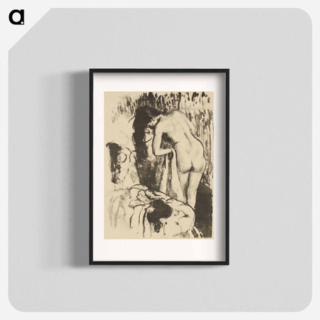 アートポスター-Nude Woman Standing, Drying Herself - エドガー ドガ Poster.
