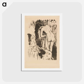 アートポストカード-Nude Woman Standing, Drying Herself - エドガー ドガ Postcard.