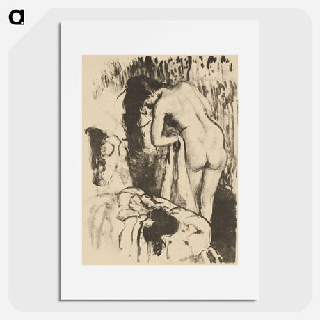 アートポスター-Nude Woman Standing, Drying Herself - エドガー ドガ Poster.