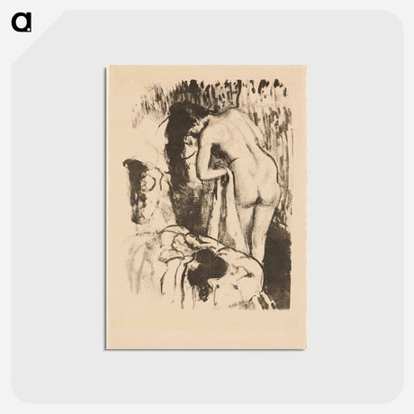 アートポストカード-Nude Woman Standing, Drying Herself - エドガー ドガ Postcard.