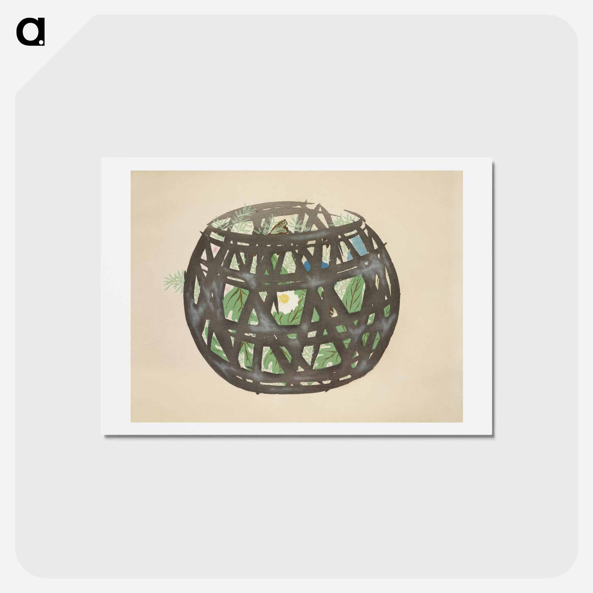 アートポストカード-Basket from Momoyogusa–Flowers of a Hundred Generations - 神坂 雪佳 Postcard.