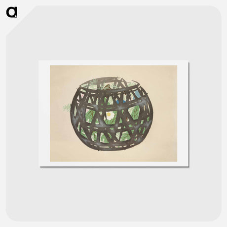 アートポストカード-Basket from Momoyogusa–Flowers of a Hundred Generations - 神坂 雪佳 Postcard.