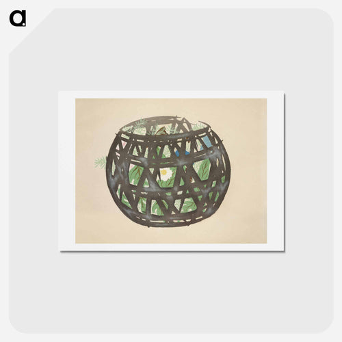 Basket from Momoyogusa–Flowers of a Hundred Generations - 神坂 雪佳 Postcard.