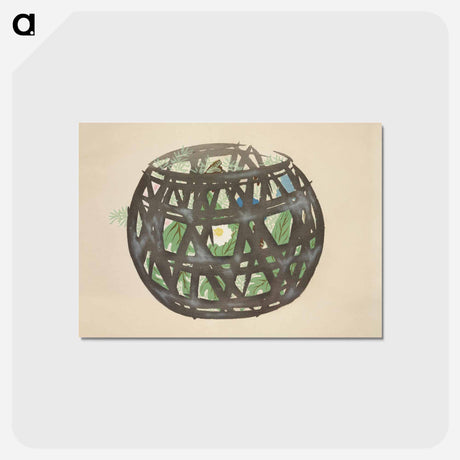 アートポストカード-Basket from Momoyogusa–Flowers of a Hundred Generations - 神坂 雪佳 Postcard.