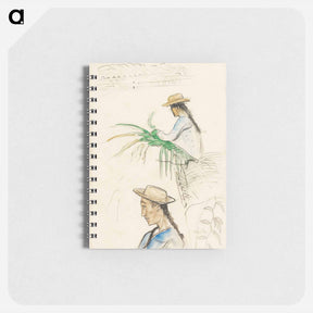 アートメモ帳-Sketches of Figures, Pandanus Leaf, and Vanilla Plant - ポール ゴーギャン Memo.