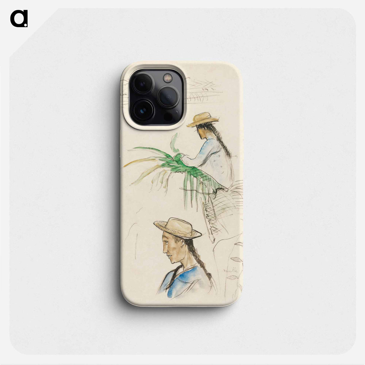 Sketches of Figures, Pandanus Leaf, and Vanilla Plant - ポール ゴーギャン Phone Case.