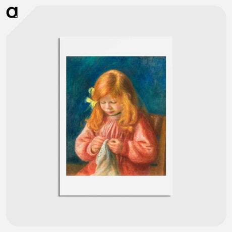 アートポストカード-Jean Renoir Sewing - ピエール オーギュスト ルノワール Postcard.