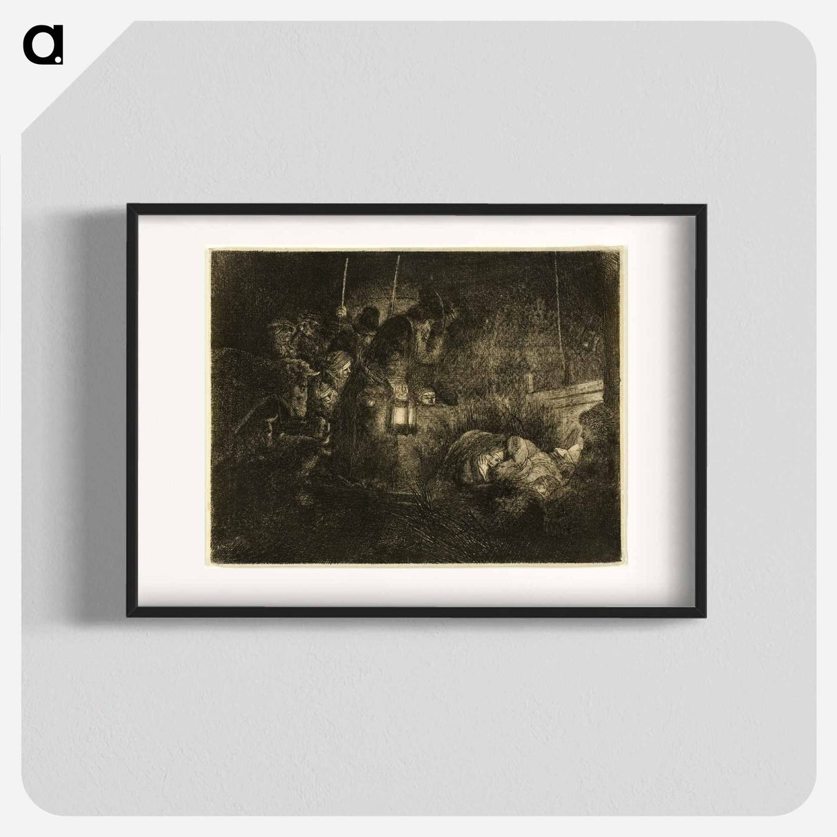 The Adoration of the Shepherds - Rembrandt van Rijn Poster.