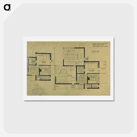 アートポストカード-Double studio apartment design, plans and axonometry - テオ ファン ドゥースブルフ Postcard.