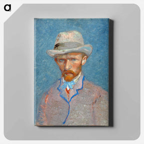 アートパネル-Self-portrait with a Gray Straw Hat - フィンセント ファン ゴッホ Canvas.