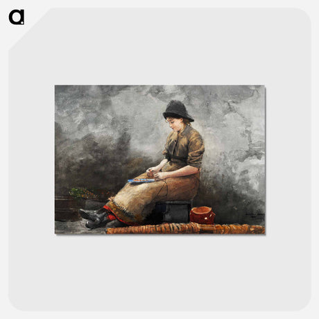 アートポストカード-A Fishergirl Baiting Lines - ウィンスロー ホーマー Postcard.