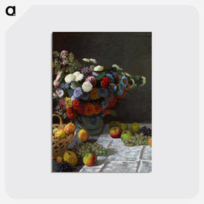 アートポストカード-Still Life with Flowers and Fruit - クロード モネ Postcard.