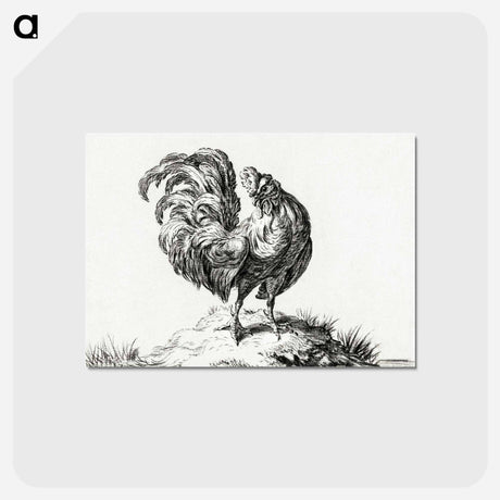 アートポストカード-Chicken, standing on a hill - ジャン ベルナール Postcard.