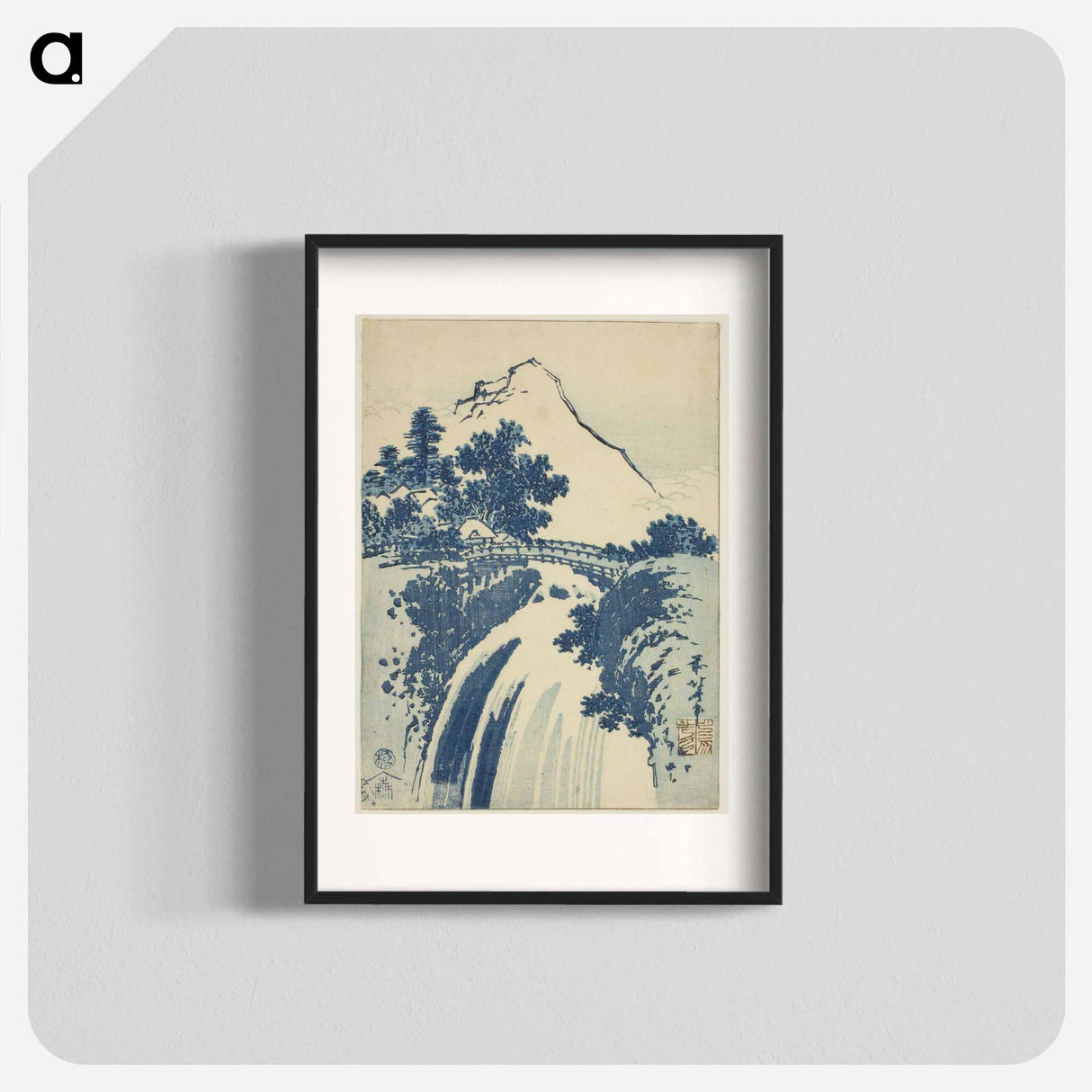 Katsushika Hokusai's landscape with waterfall - Katsushika Hokusai Poster.