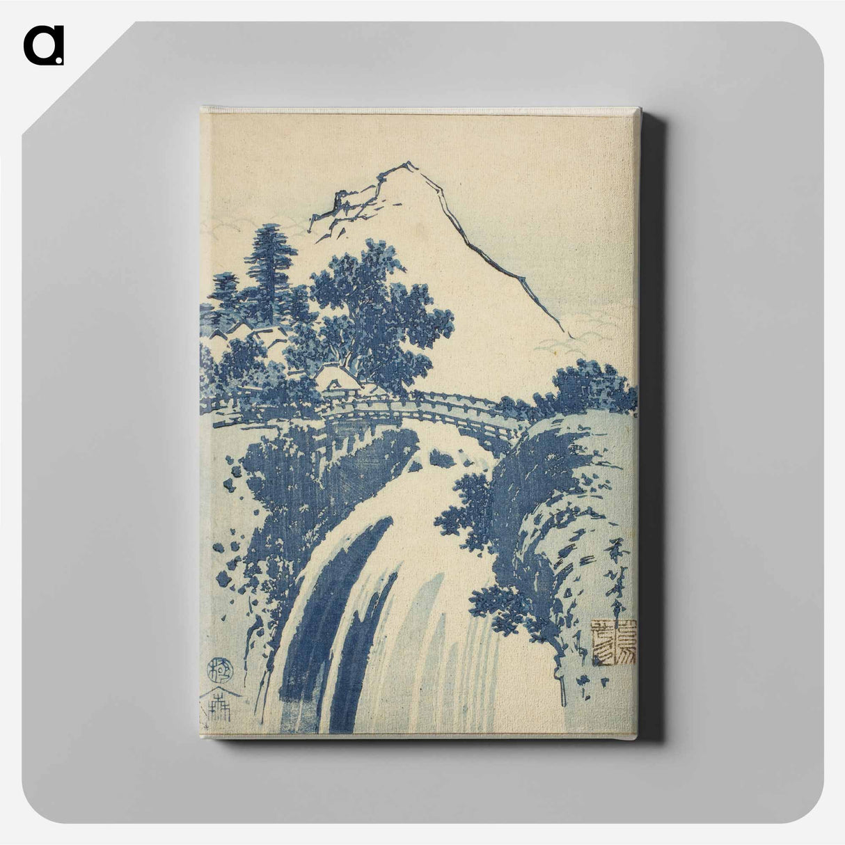 Katsushika Hokusai's landscape with waterfall - Katsushika Hokusai Canvas.