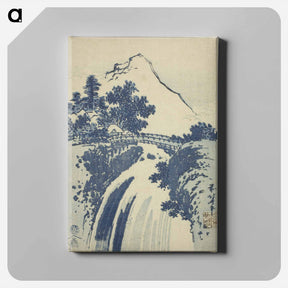 アートパネル-Katsushika Hokusai's landscape with waterfall - 葛飾 北斎 Canvas.