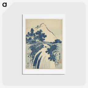 アートポストカード-Katsushika Hokusai's landscape with waterfall - 葛飾 北斎 Postcard.