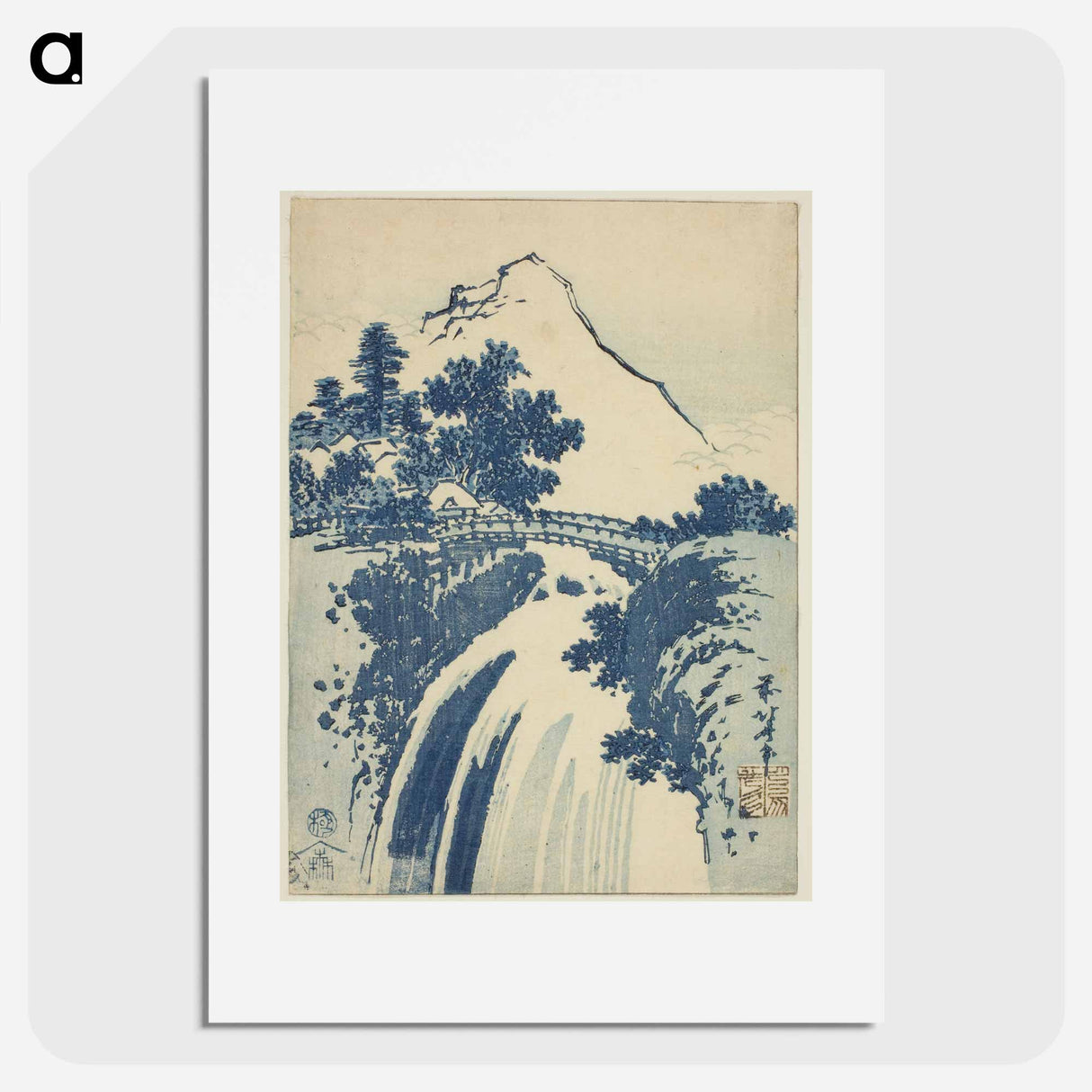 Katsushika Hokusai's landscape with waterfall - Katsushika Hokusai Poster.