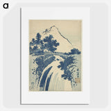 Katsushika Hokusai's landscape with waterfall - 葛飾 北斎 Poster.