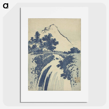 アートポスター-Katsushika Hokusai's landscape with waterfall - 葛飾 北斎 Poster.