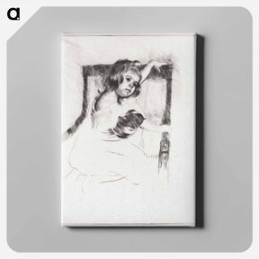 アートパネル-Margot, Resting Arms on Back of Armchair - メアリー カサット Canvas.