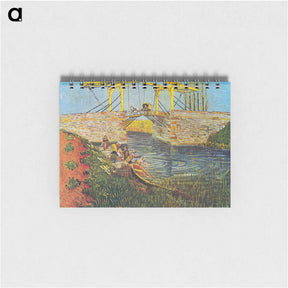 アートメモ帳-The Langlois Bridge at Arles with Women Washing - フィンセント ファン ゴッホ Memo.