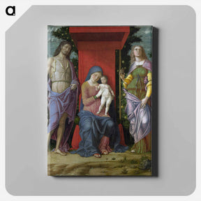アートパネル-Madonna with St. Mary Magdalene and St. John the Baptist - アンドレア マンテーニャ Canvas.