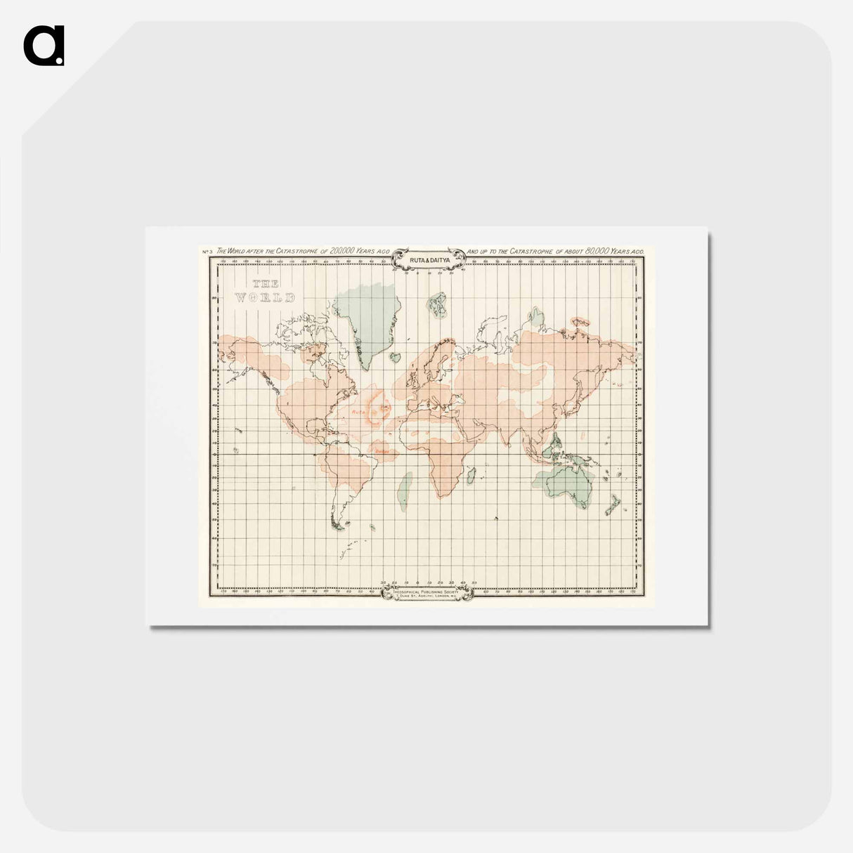 アートポストカード-The Story of Atlantis - アンティーク地図 Postcard.