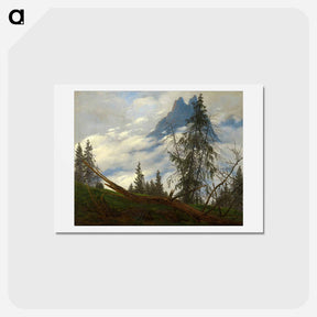 アートポストカード-Mountain Peak with Drifting Clouds - カスパー ダーヴィト フリードリヒ Postcard.