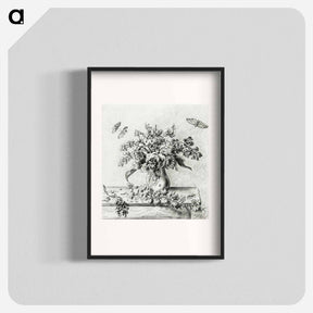 アートポスター-Still life with flower arrangement, fruits and insects - ジャン ベルナール Poster.
