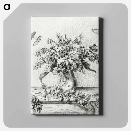 アートパネル-Still life with flower arrangement, fruits and insects - ジャン ベルナール Canvas.