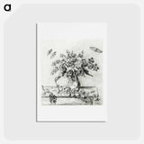 アートポストカード-Still life with flower arrangement, fruits and insects - ジャン ベルナール Postcard.