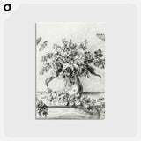 アートポストカード-Still life with flower arrangement, fruits and insects - ジャン ベルナール Postcard.
