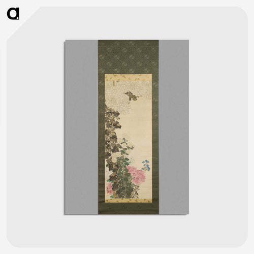 菊 - 神坂 雪佳 Postcard.