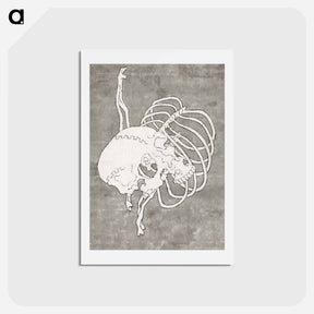 アートポストカード-Schedel en een ribbenkast - 葛飾 北斎 Postcard.