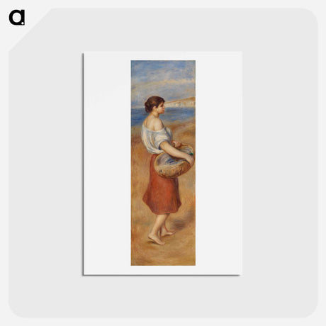 アートポストカード-Girl with Basket of Fish - ピエール オーギュスト ルノワール Postcard.