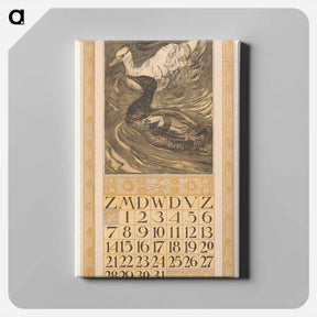 アートパネル-Kalenderblad maart met een zwarte en een witte eend - テオ ヴァン ホイテマ Canvas.