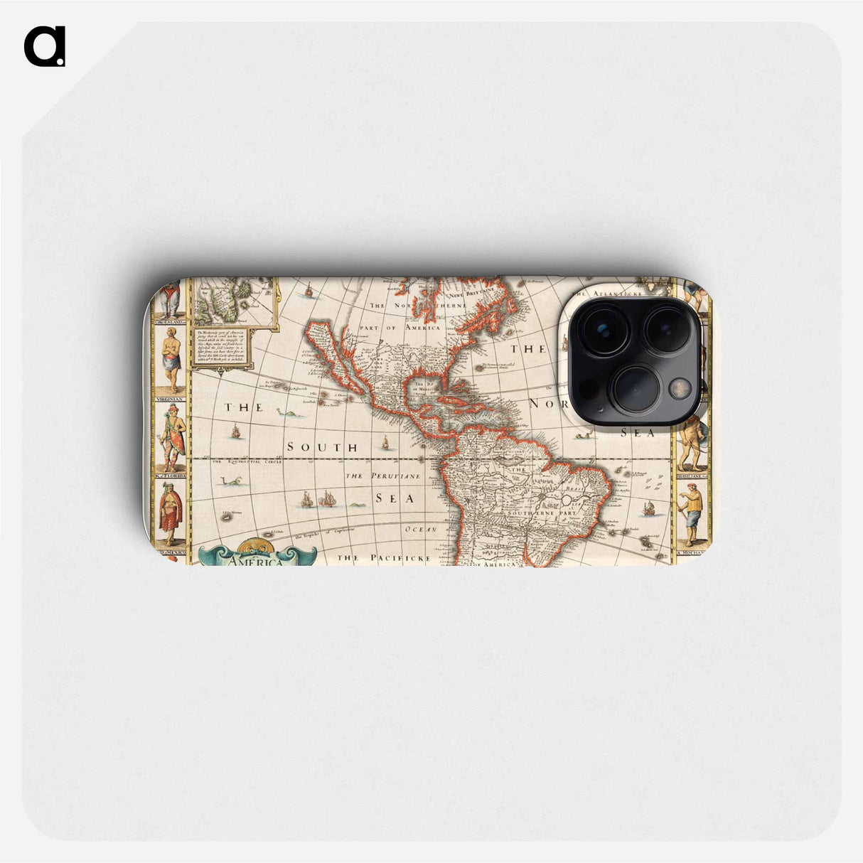America with those known parts in that unknowne worlde both people and manner of buildings - アンティーク地図 Phone Case.