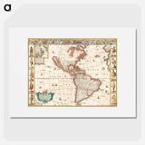 America with those known parts in that unknowne worlde both people and manner of buildings - アンティーク地図 Poster.