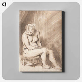 アートパネル-Seated Female Nude - レンブラント ファン レイン Canvas.