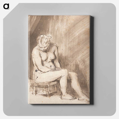 アートパネル-Seated Female Nude - レンブラント ファン レイン Canvas.