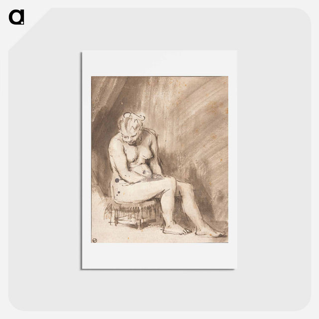アートポストカード-Seated Female Nude - レンブラント ファン レイン Postcard.