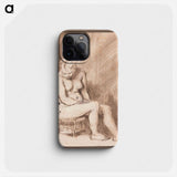 Seated Female Nude - Rembrandt van Rijn Phone Case.